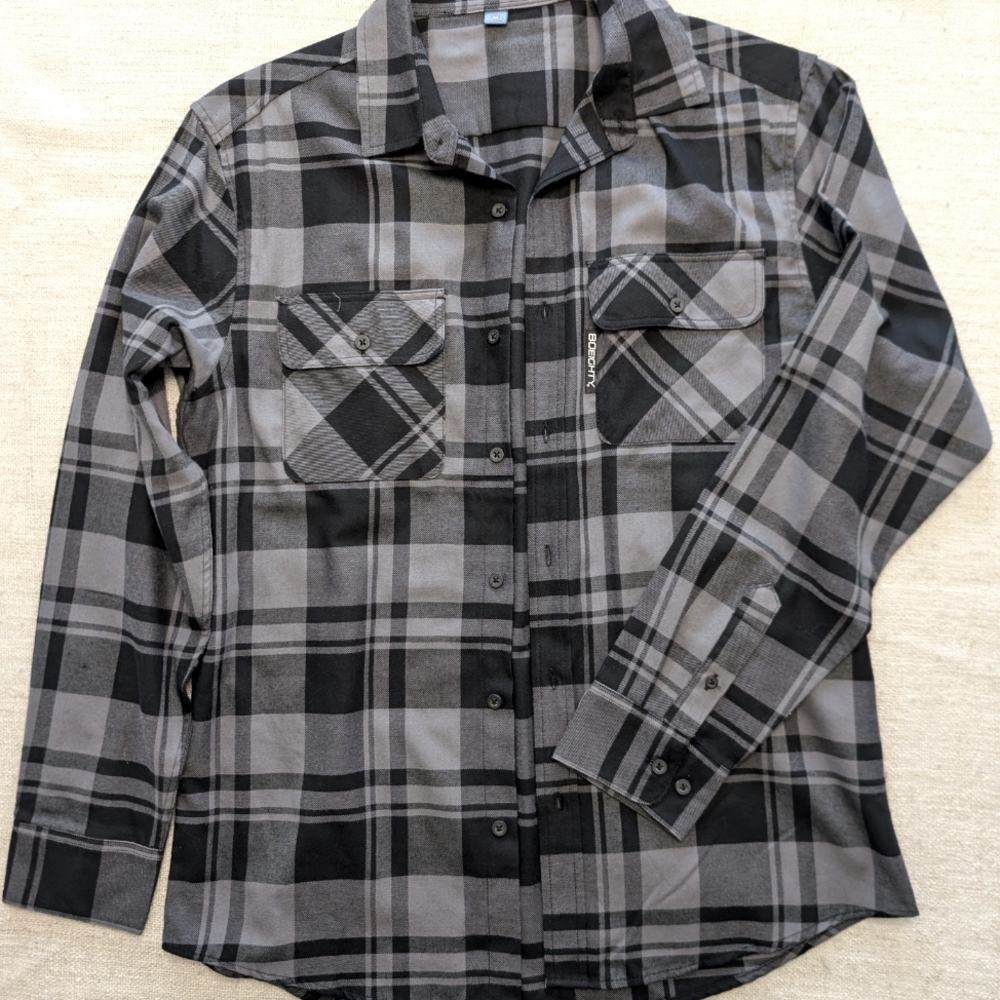 Black and Gray Plaid Men's Shirt
